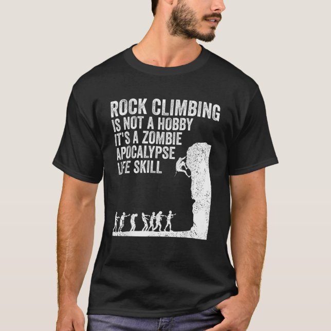 Funny Rock Climber Gift For Men Women Cool Zombie  T-Shirt (Front)