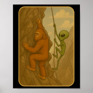Funny Rock Climbing Boulder Climb Walls Meme Poster