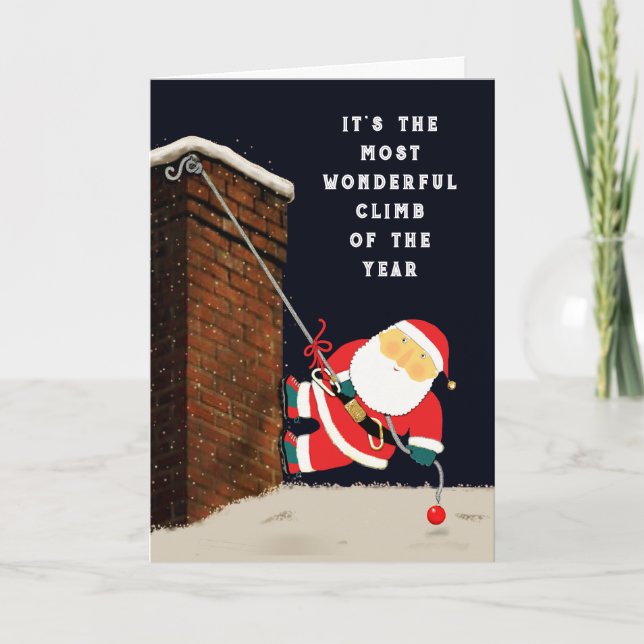 Funny Rock Climbing Christmas Card (Front)