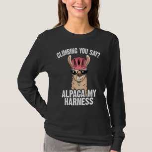 Funny Rock Climbing Llama Cute Harness T-Shirt