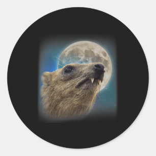 Funny Rock Hyrax With The Moon Meme  Classic Round Sticker