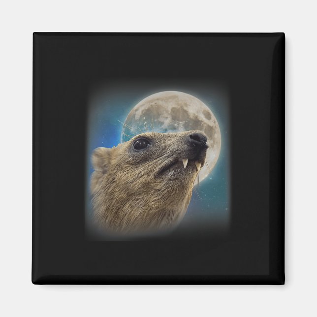 Funny Rock Hyrax With The Moon Meme  Magnet (Front)