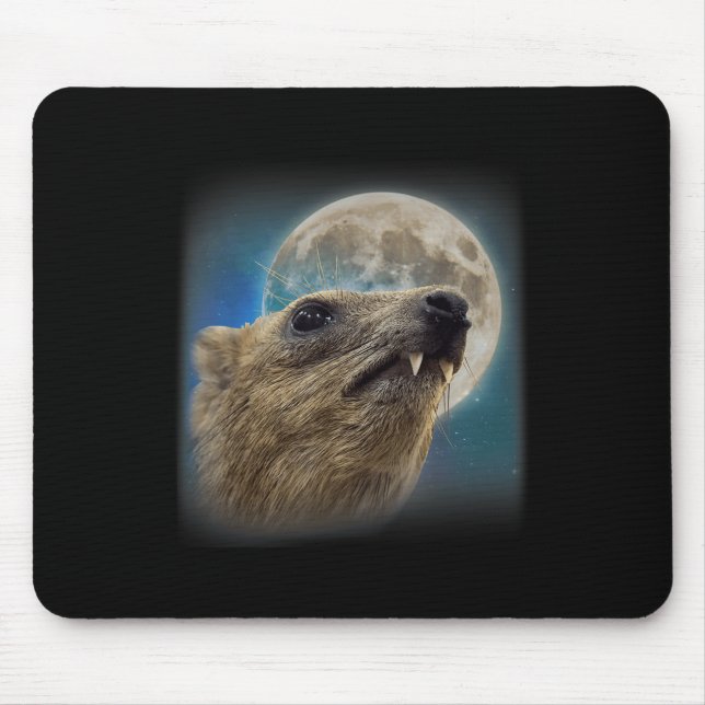 Funny Rock Hyrax With The Moon Meme  Mouse Pad (Front)