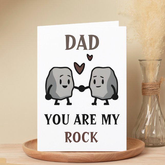 Funny Rock Pun Joke Humour Cute Dad Fathers Day Thank You Card (dad you are my rock happy birthday card)