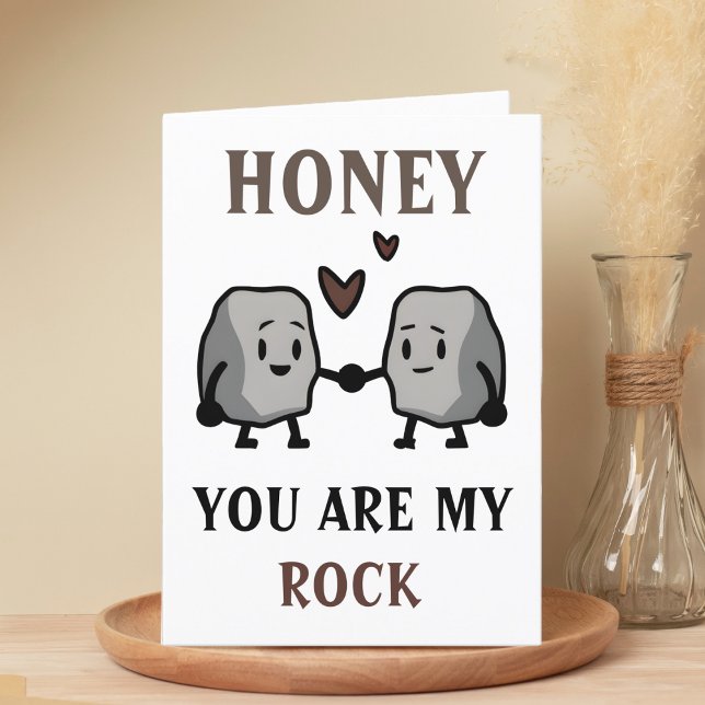 Funny Rock Pun Joke Humour Cute Happy Birthday Thank You Card (funny you are my rock birthday card for husband / wife / boyfriend / girlfriend)