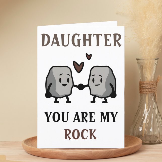 Funny Rock Pun Joke Humour Daughter Happy Birthday Thank You Card (funny you are my rock birthday card for daughter)