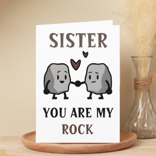 Funny Rock Pun Joke Humour Sister Happy Birthday Thank You Card