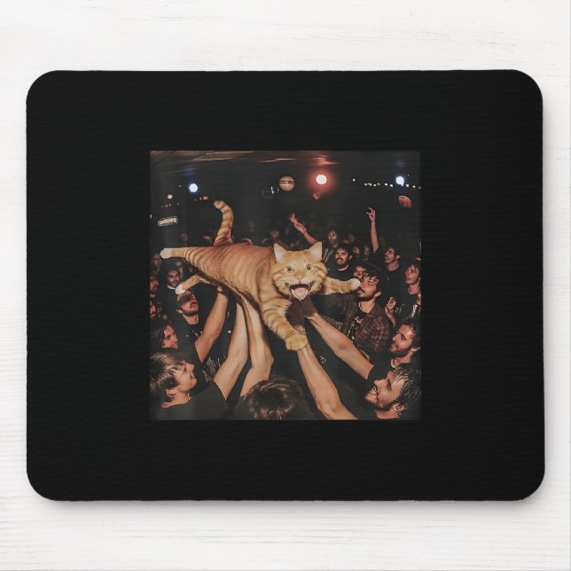 Funny Rock Show Cat Meme Cute Tabby Kitten Crowd S Mouse Pad (Front)