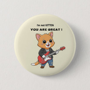 Funny Rock Star Cat Guitar valentine 6 Cm Round Badge