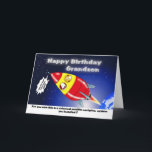 Funny Rocket Birthday Grandson Card<br><div class="desc">Now here is a great way to send a personal message with this Funny Space ship Happy Birthday Grandson card, </div>