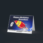 Funny Rocket Birthday Grandson Card<br><div class="desc">Now here is a great way to send a personal message with this Funny Space ship Happy Birthday Grandson card, </div>