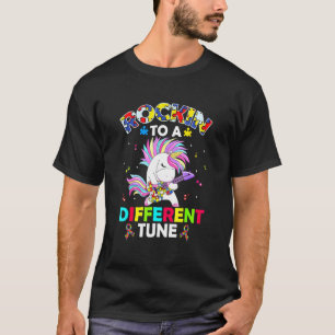 Funny Rockin' To A Different Tune Unicorn Autism A T-Shirt