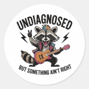 Funny Rocking Racoon Classic Round Sticker