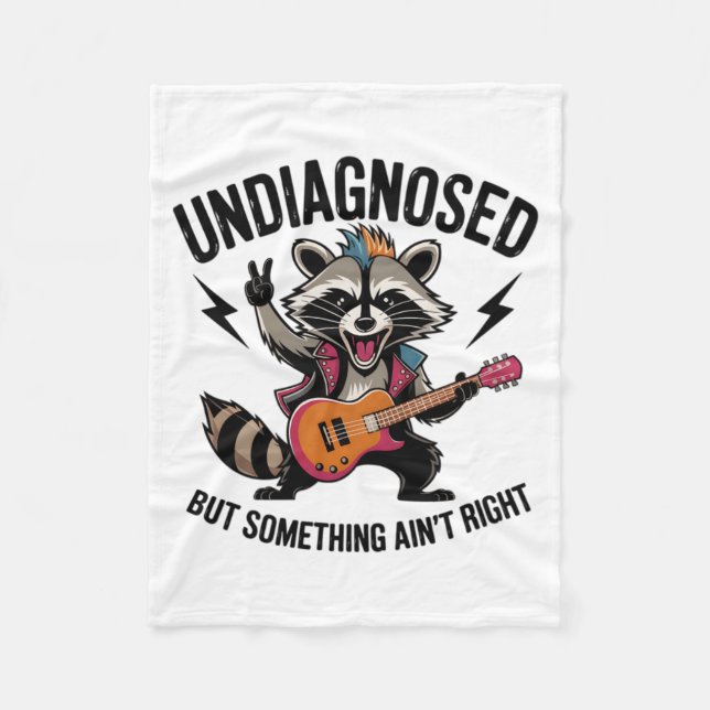 Funny Rocking Racoon  Fleece Blanket (Front)
