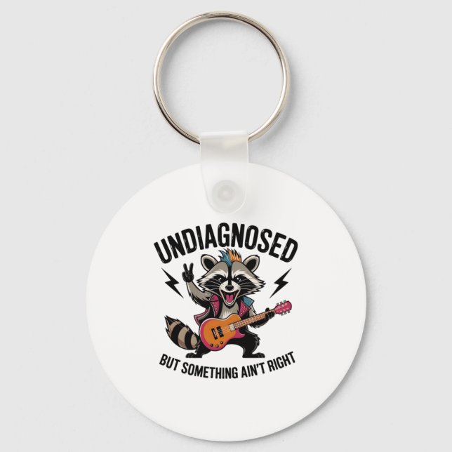Funny Rocking Racoon  Key Ring (Front)