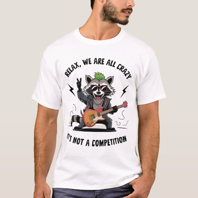 Funny Rocking Racoon T-Shirt (Front)