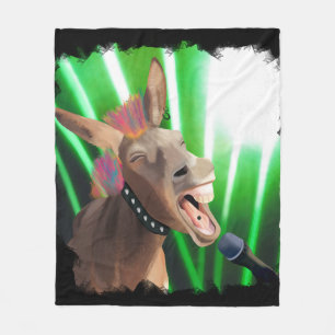 Funny Rockstar Donkey Fleece Blanket