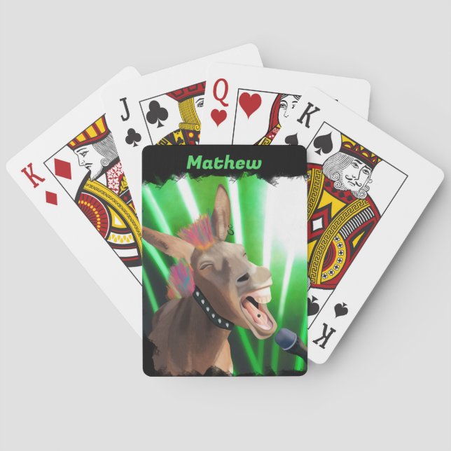Funny Rockstar Donkey Playing Cards (Back)