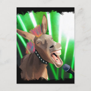 Funny Rockstar Donkey Postcard