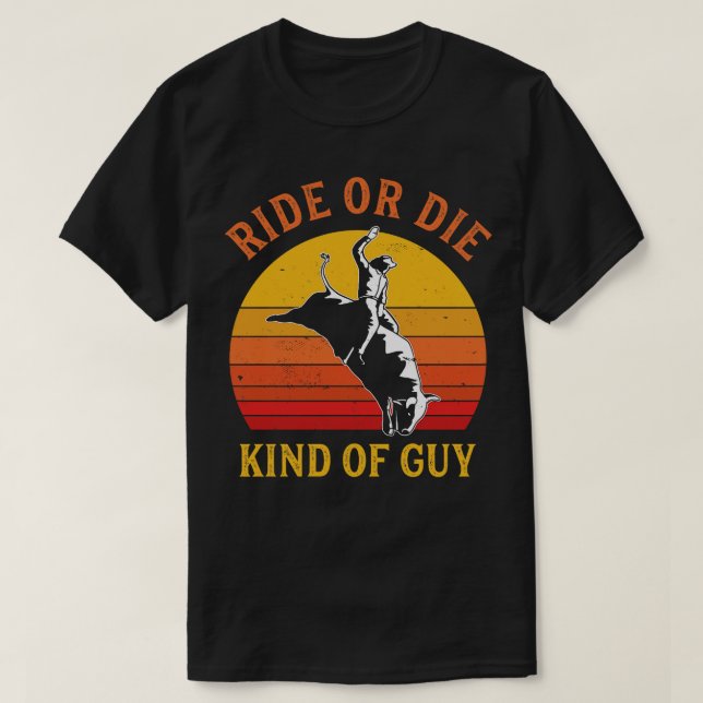 Funny Rodeo Men Cowboy Bull Riding Bull Rider West T-Shirt (Design Front)