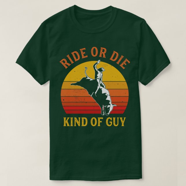 Funny Rodeo Men Cowboy Bull Riding Bull Rider West T-Shirt (Design Front)