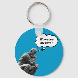 Funny Rodin's Thinker Statue - Where Are My Keys? Key Ring