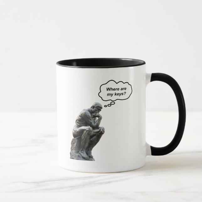 Funny Rodin's Thinker Statue - Where Are My Keys? Mug (Right)