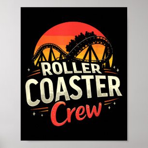 Funny Roller Coaster Crew Amusement Park Rollercoa Poster