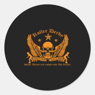 Funny Roller Derby Lover Quotes Gift, Live To Jam Classic Round Sticker