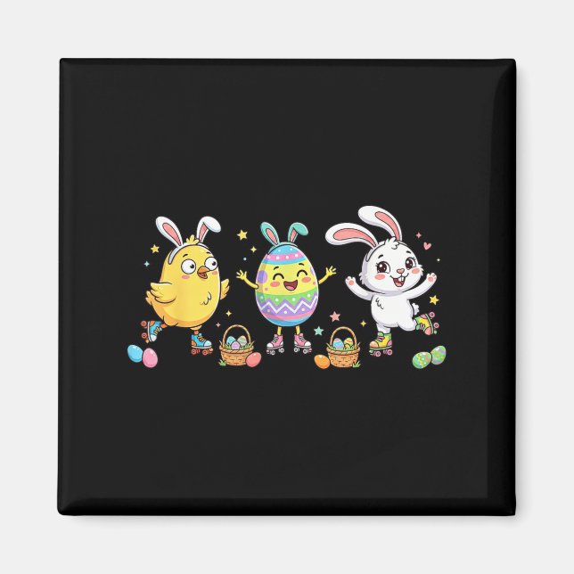 Funny Roller Skate Easter Egg Kids Mens Womens Magnet (Front)