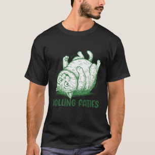 Funny Rolling Fatties Cat Sketch Pet Lovers T-Shirt