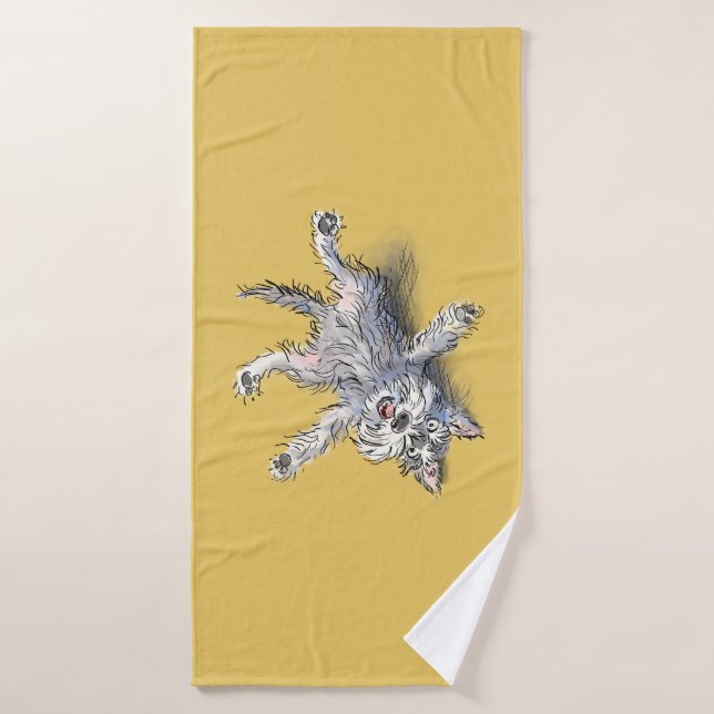 Funny Rolling Schnauzer Towel (Bath Towel)