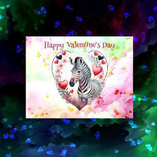 Funny Romantic Black White Stripes Zebra Valentine Holiday Postcard