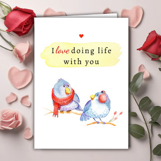 Funny Romantic Cartoon Birds Valentine's Day Card