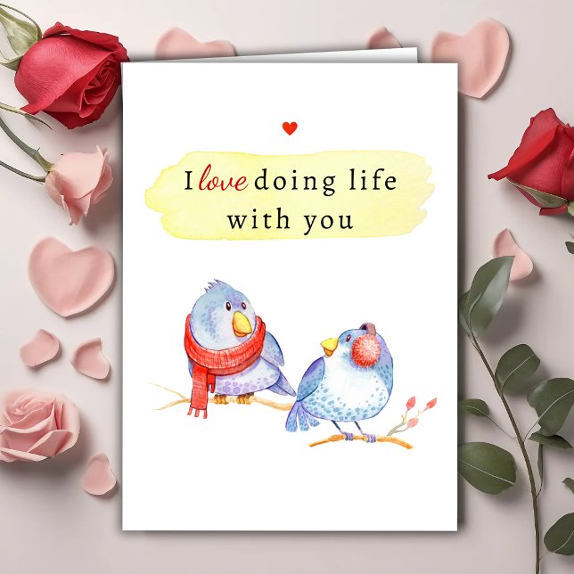 Funny Romantic Cartoon Birds Valentine's Day Card (Creator Uploaded)