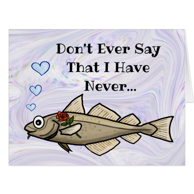 Funny Romantic Cod  Anniversary, Valentine's Card (Front Horizontal)