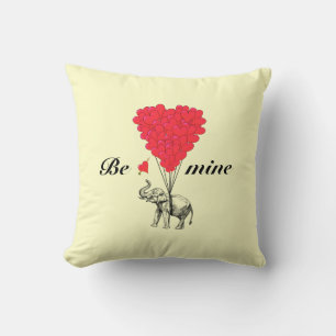 Funny romantic elephant Valentines Cushion