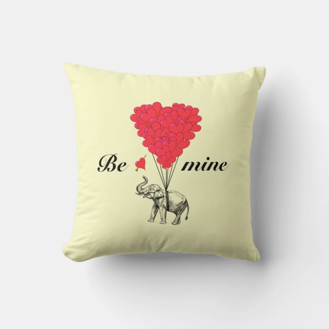 Funny romantic elephant Valentines Cushion (Front)