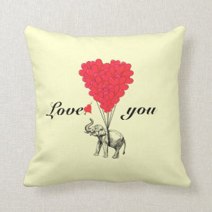Funny romantic elephant Valentines Cushion