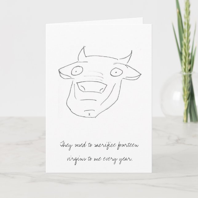 Funny, romantic greeting card with the Minotaur (Front)