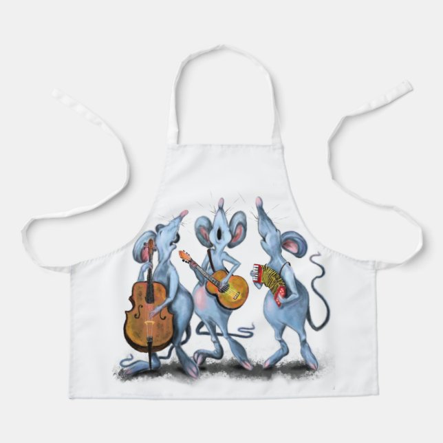 Funny Romantic Mouse Band - Cartoon Animal Drawing Apron (Front)