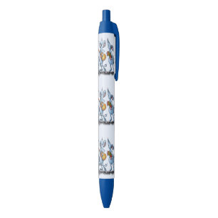 Funny Romantic Mouse Band - Cartoon Animal Drawing Blue Ink Pen