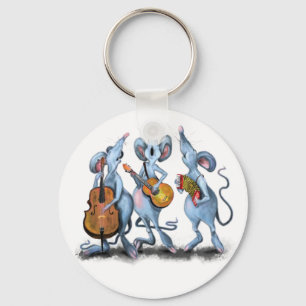 Funny Romantic Mouse Band - Cartoon Animal Drawing Key Ring