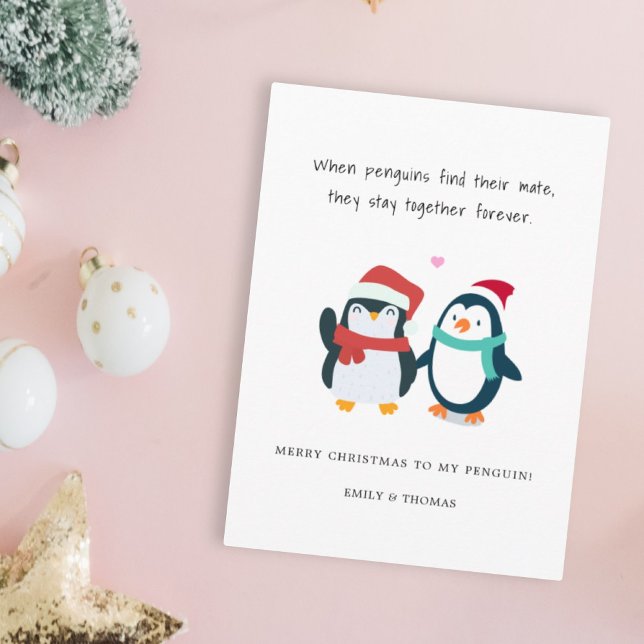 funny romantic penguin Christmas holidays love  Holiday Card (Creator Uploaded)