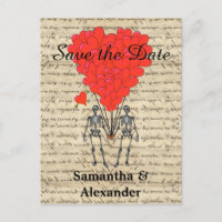 Funny romantic skeleton save the date