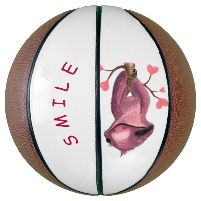 Funny Romantic Sloth Smile Basketball (Vertical)