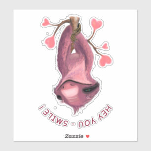 Funny Romantic Sloth Smile Cartoon Animal Drawing 