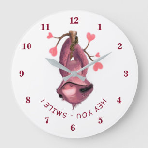 Funny Romantic Sloth Smile Cartoon Animal Drawing Large Clock