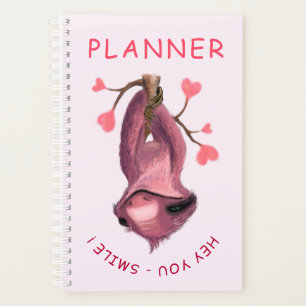 Funny Romantic Sloth Smile Cartoon Animal Drawing Planner