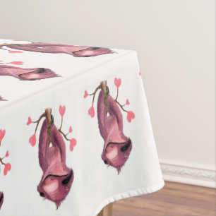 Funny Romantic Sloth Smile Cartoon Animal Drawing  Tablecloth